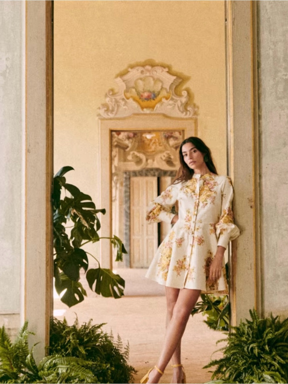 Sezane Caprice Milo Cream Floral Button-Front Dress Cottagecore FR 38 US6